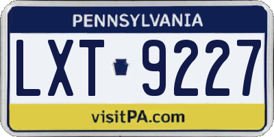 PA license plate LXT9227