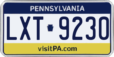 PA license plate LXT9230