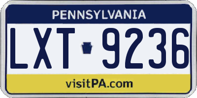 PA license plate LXT9236