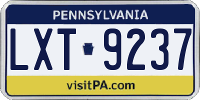 PA license plate LXT9237