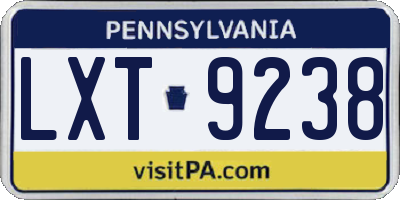 PA license plate LXT9238