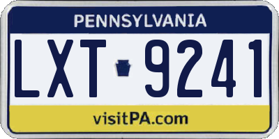 PA license plate LXT9241
