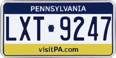 PA license plate LXT9247