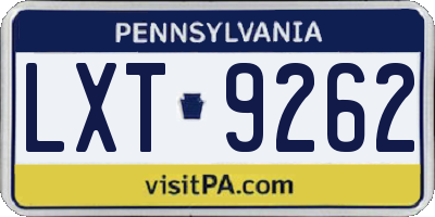 PA license plate LXT9262