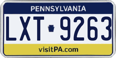 PA license plate LXT9263