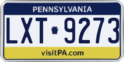 PA license plate LXT9273