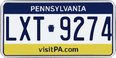 PA license plate LXT9274