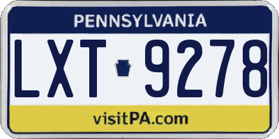 PA license plate LXT9278