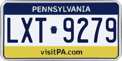 PA license plate LXT9279
