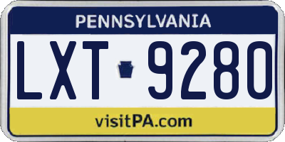 PA license plate LXT9280