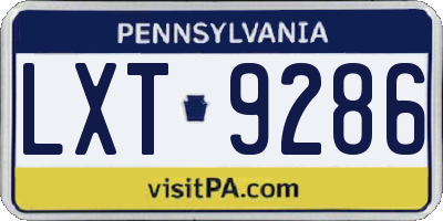 PA license plate LXT9286