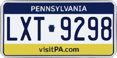 PA license plate LXT9298