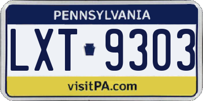 PA license plate LXT9303