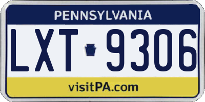 PA license plate LXT9306