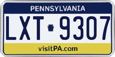 PA license plate LXT9307