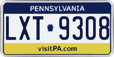 PA license plate LXT9308