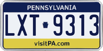 PA license plate LXT9313