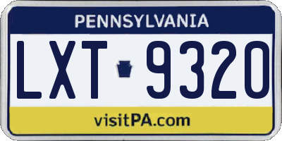 PA license plate LXT9320