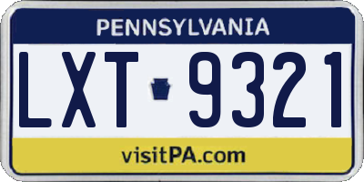 PA license plate LXT9321