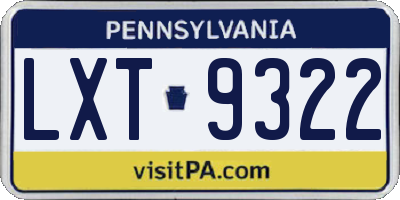 PA license plate LXT9322