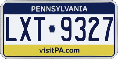 PA license plate LXT9327