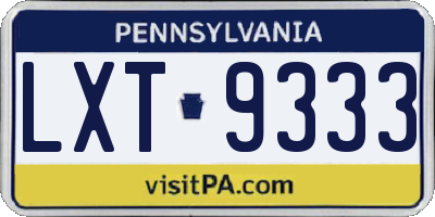 PA license plate LXT9333