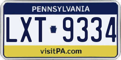PA license plate LXT9334