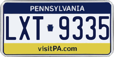 PA license plate LXT9335
