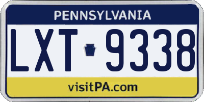 PA license plate LXT9338
