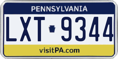 PA license plate LXT9344