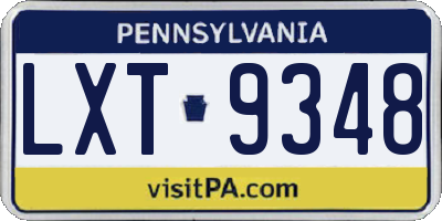 PA license plate LXT9348