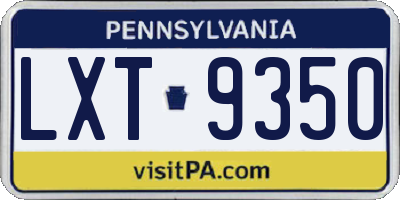 PA license plate LXT9350