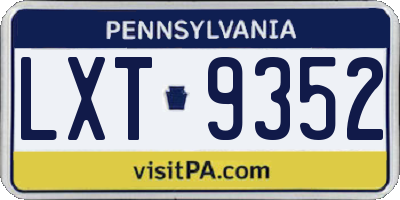 PA license plate LXT9352