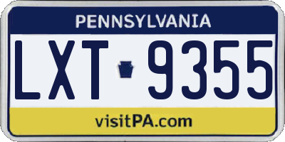 PA license plate LXT9355