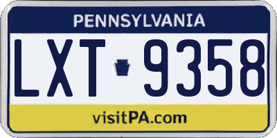 PA license plate LXT9358