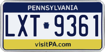 PA license plate LXT9361
