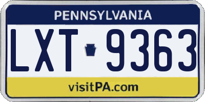PA license plate LXT9363