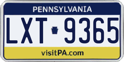 PA license plate LXT9365