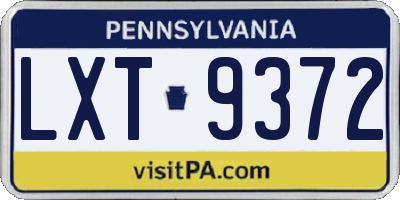 PA license plate LXT9372
