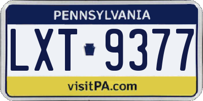 PA license plate LXT9377