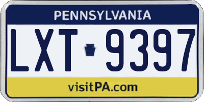 PA license plate LXT9397