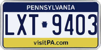 PA license plate LXT9403