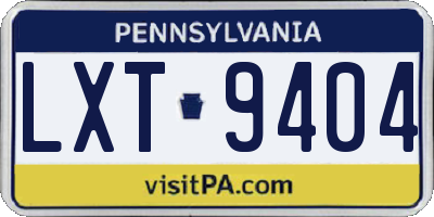 PA license plate LXT9404