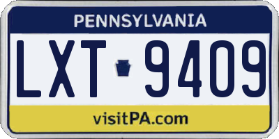 PA license plate LXT9409