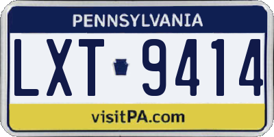 PA license plate LXT9414