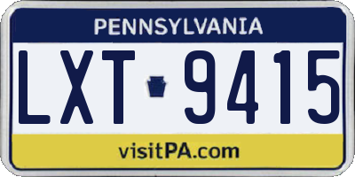 PA license plate LXT9415
