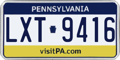 PA license plate LXT9416