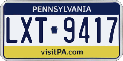PA license plate LXT9417