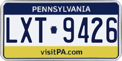 PA license plate LXT9426
