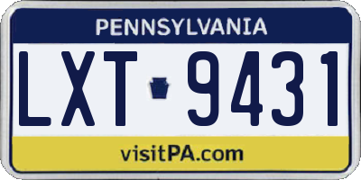 PA license plate LXT9431